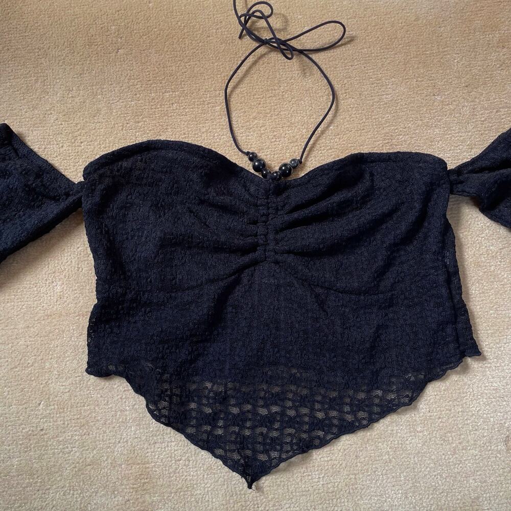 Windsor black lace Whimsy goth halter off the shoulders crop top